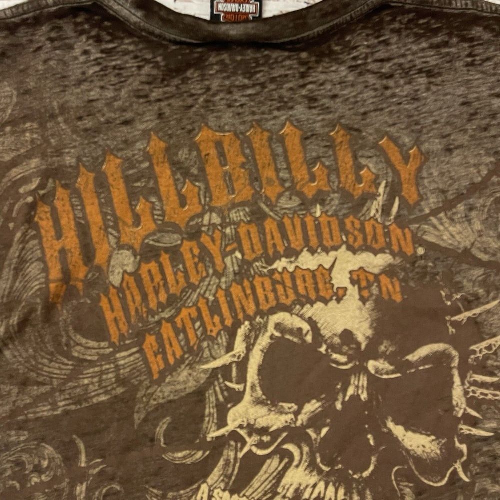 Harley Davidson Motor Cycles Mens Heather Brown‎ Biker Hillbilly Shirt Size XL - Picture 9 of 10